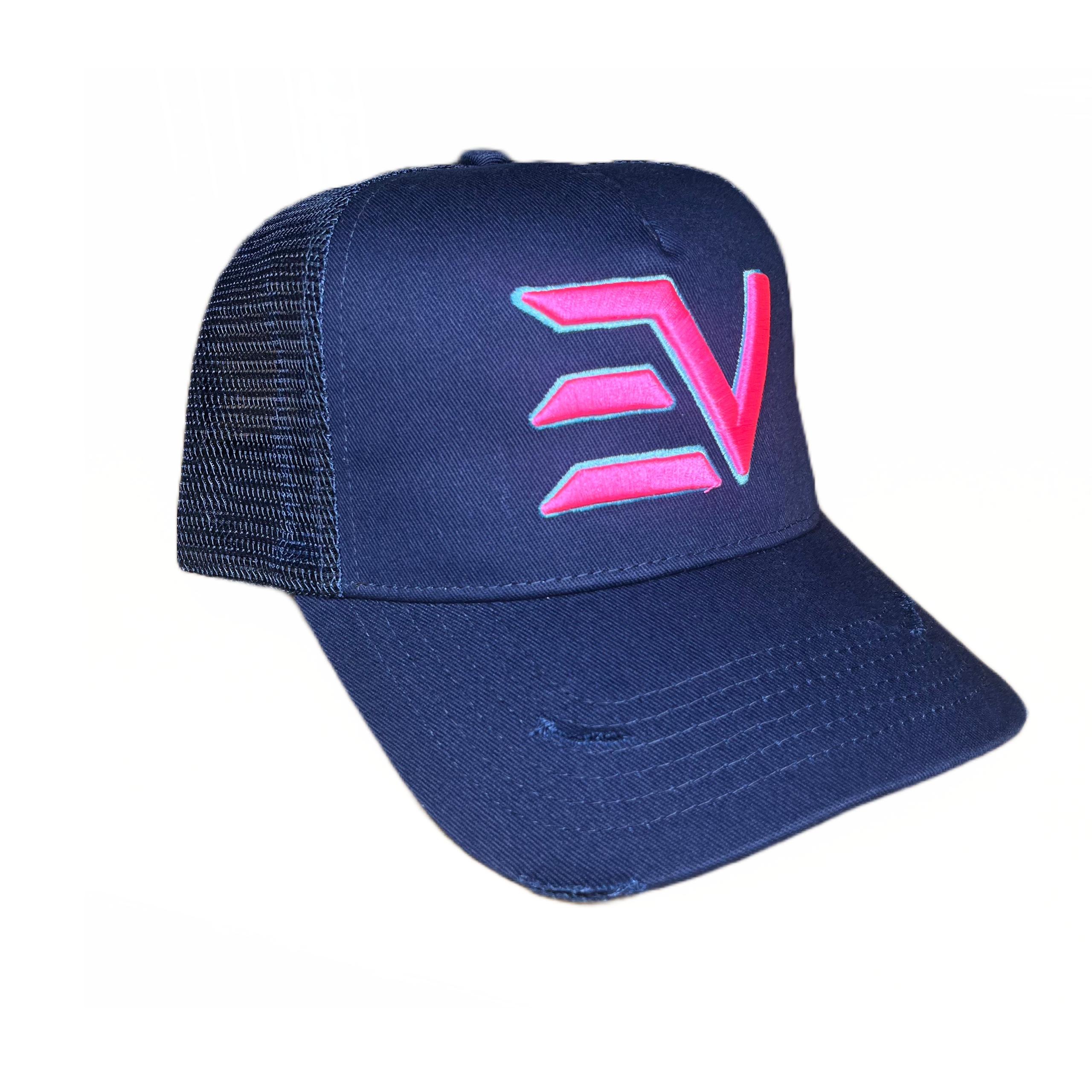 EV Logo Trucker Hat Navy/Hot Pink/Baby Blue