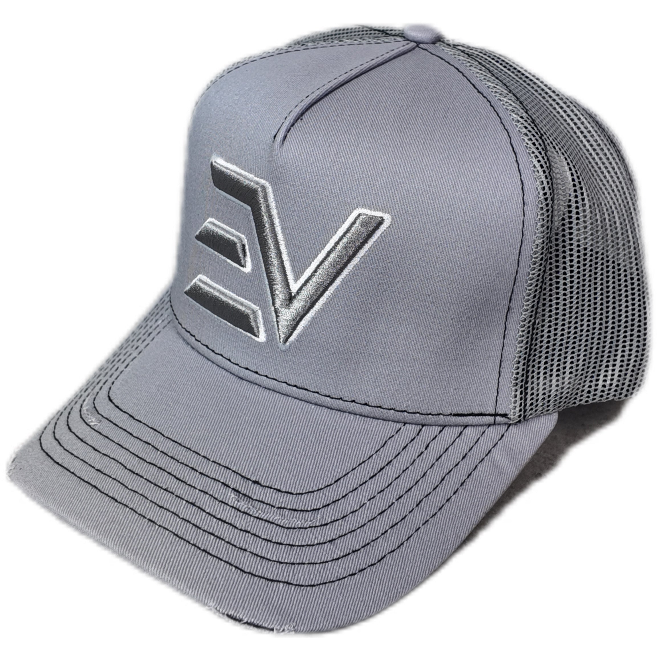 EV Logo Trucker Hat Grey/Black Stitch