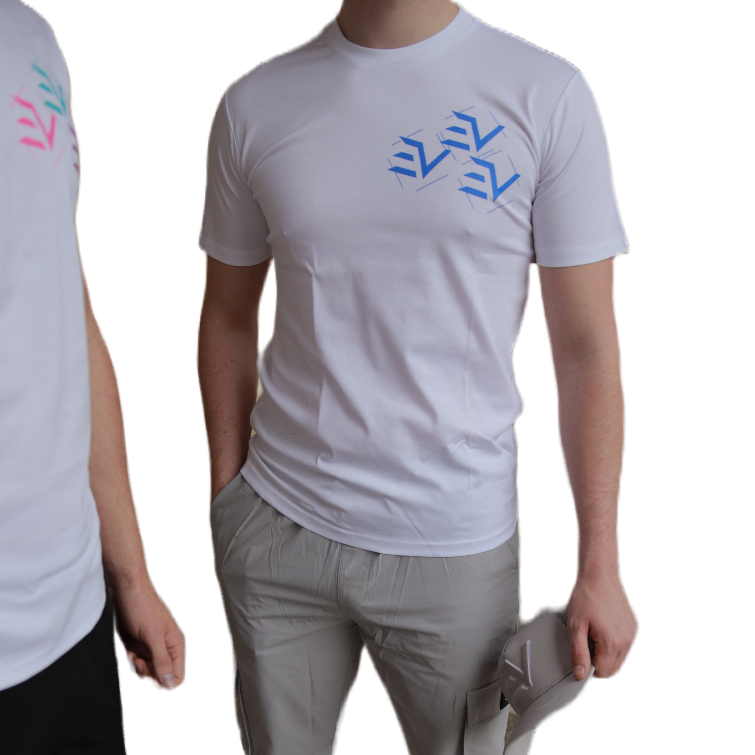 EV Trio Logo T-Shirt  “White/Blue” (002)