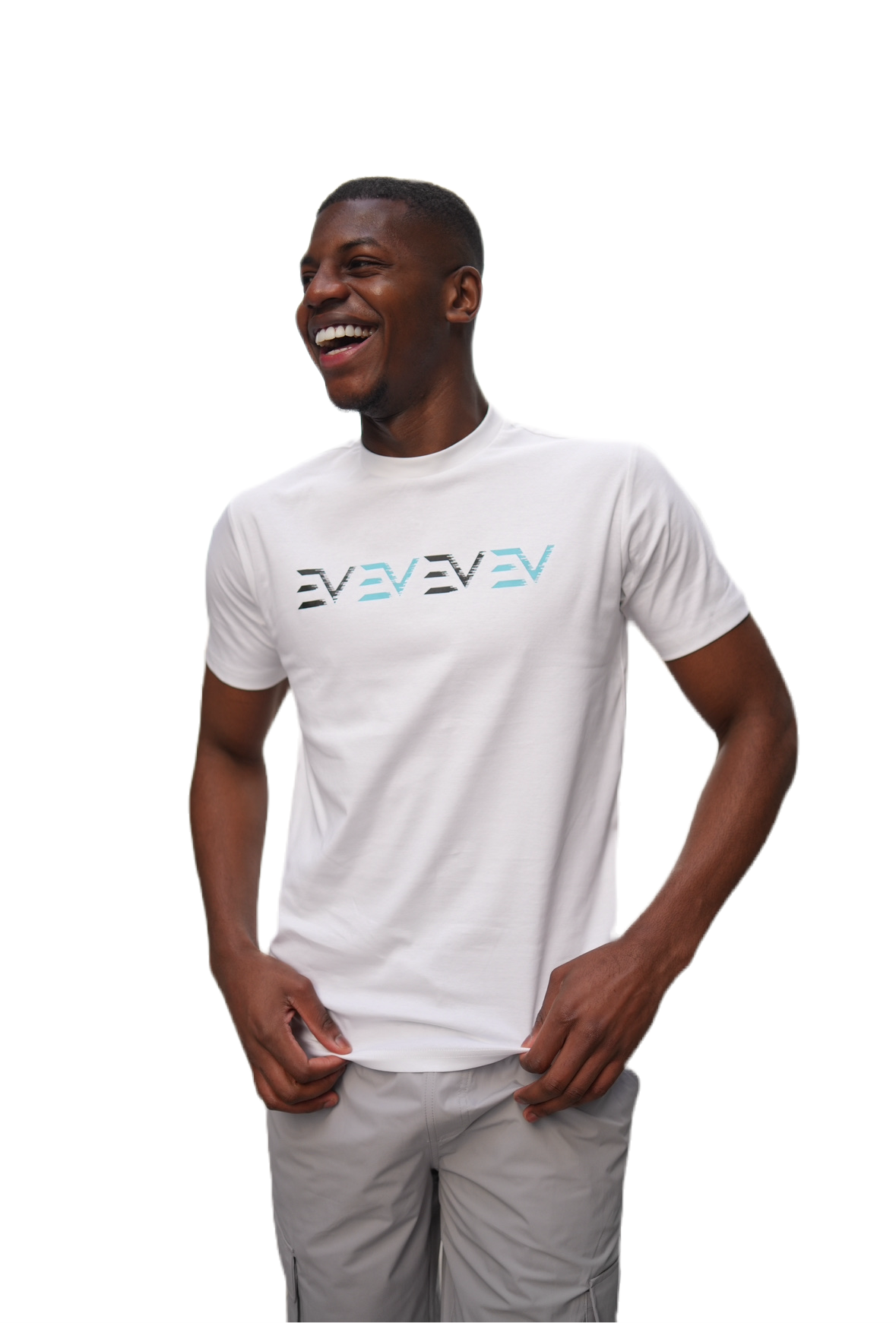 EV Digital Print Logo T-Shirt “White/Baby Blue”
