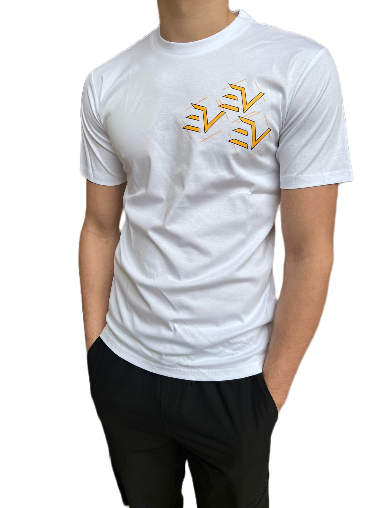 EV Trio Logo T-Shirt  “White/Orange” (003)