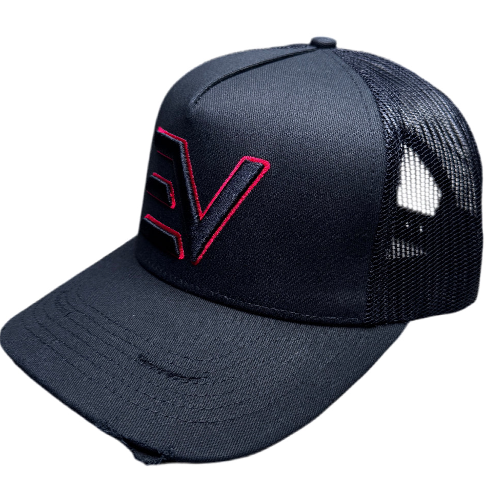 EV Logo Trucker Cap “Black/Red”