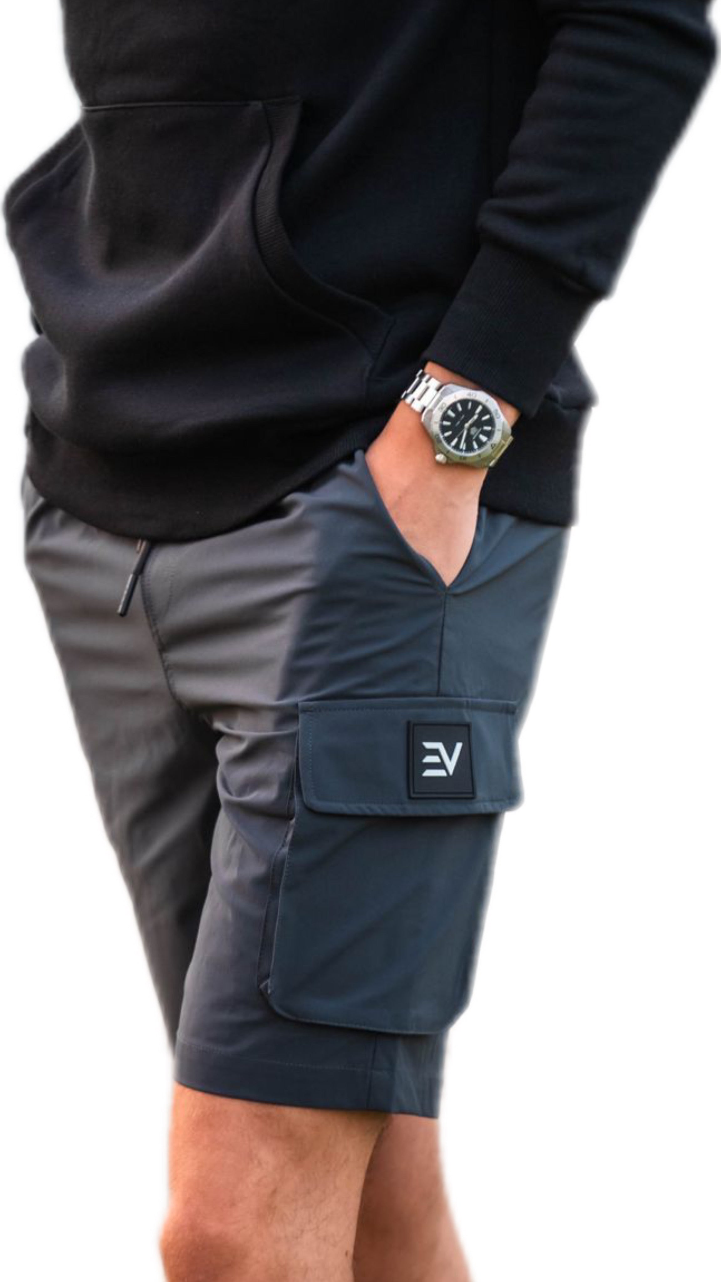 EV LOGO CARGO SHORTS - DARK GREY