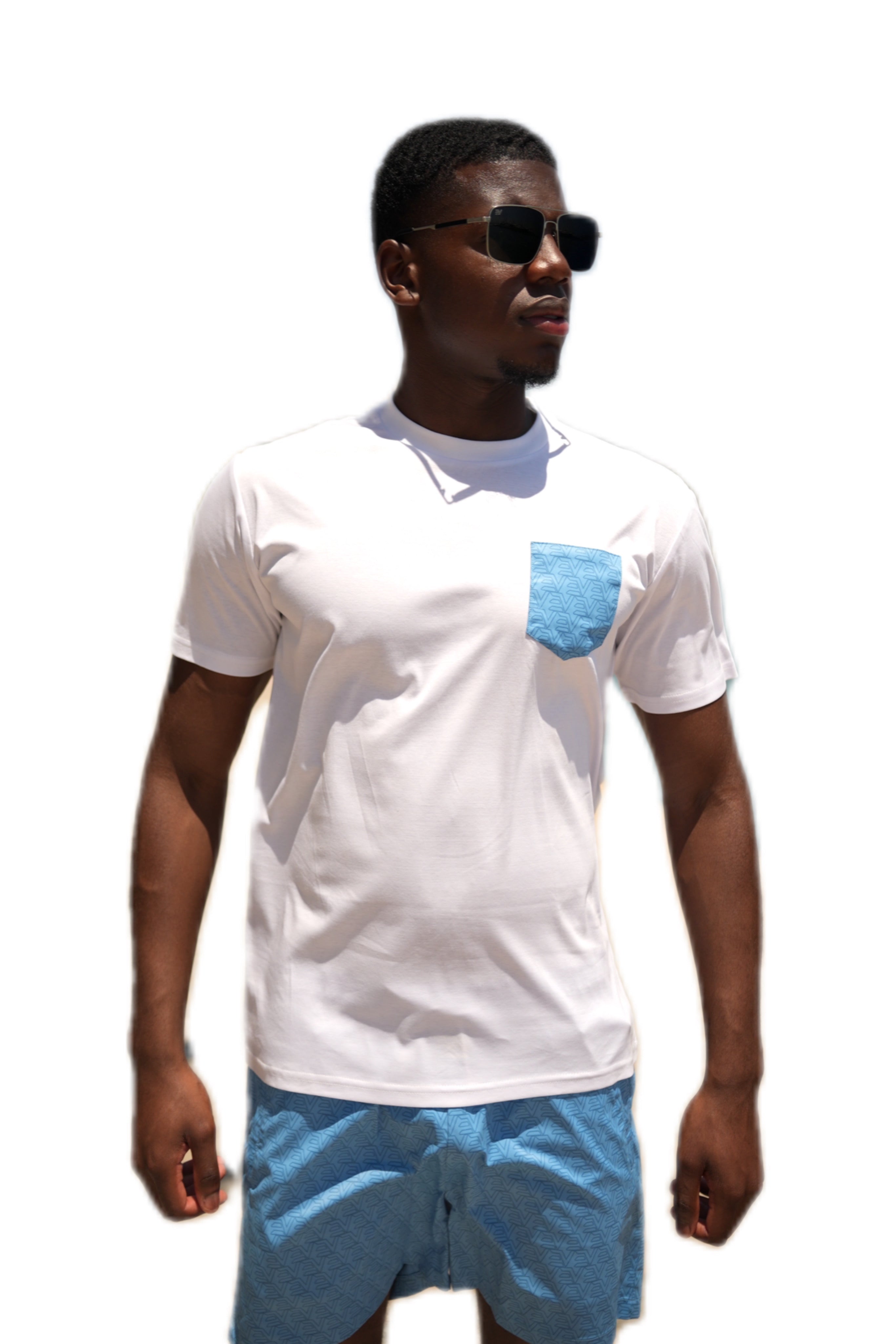 Breeze T-Shirt - White/Baby Blue