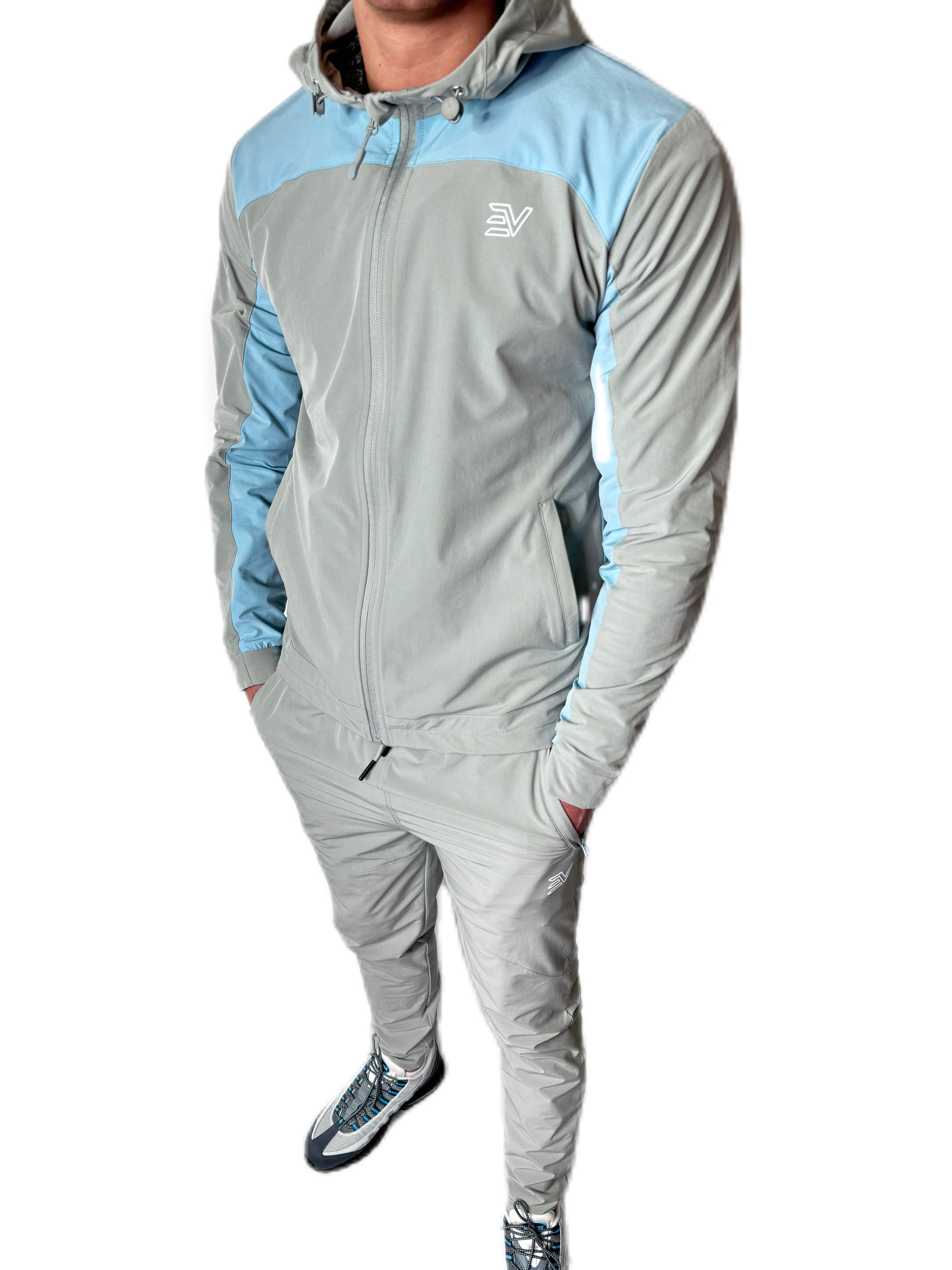 EV Solar Track Jacket “Grey/Aqua Blue"