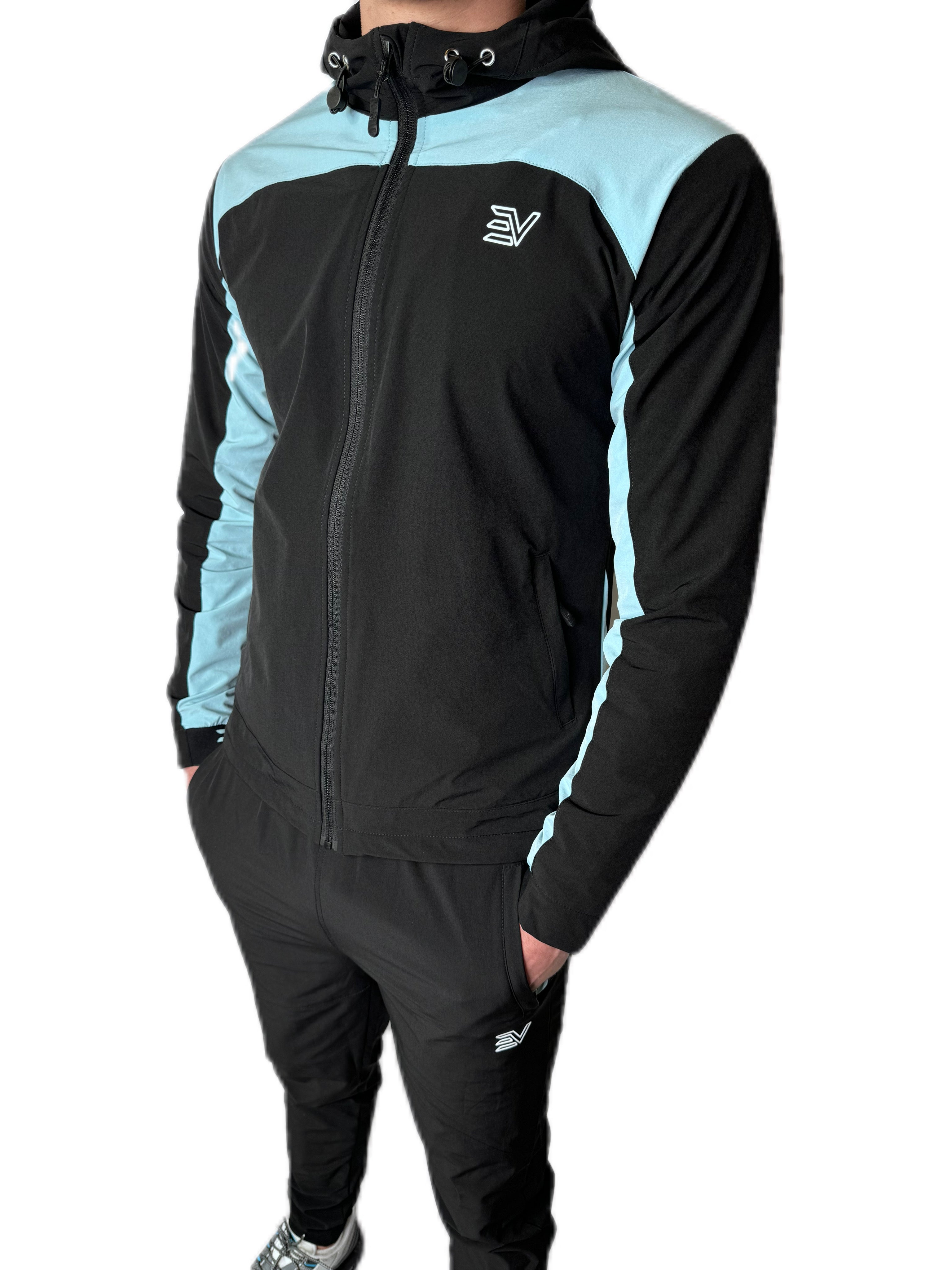 EV Solar Track Jacket “Black/Aqua Blue"