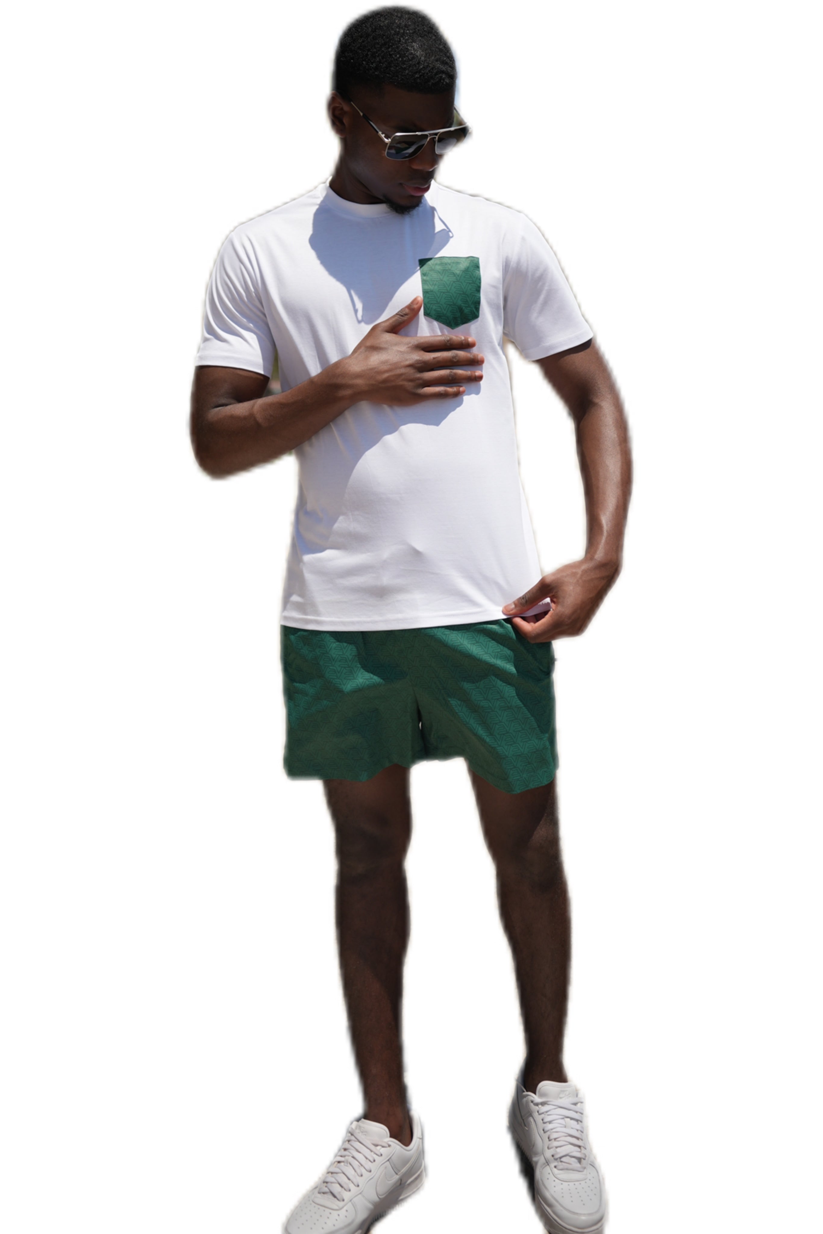 Breeze Shorts - White/Emerald Green