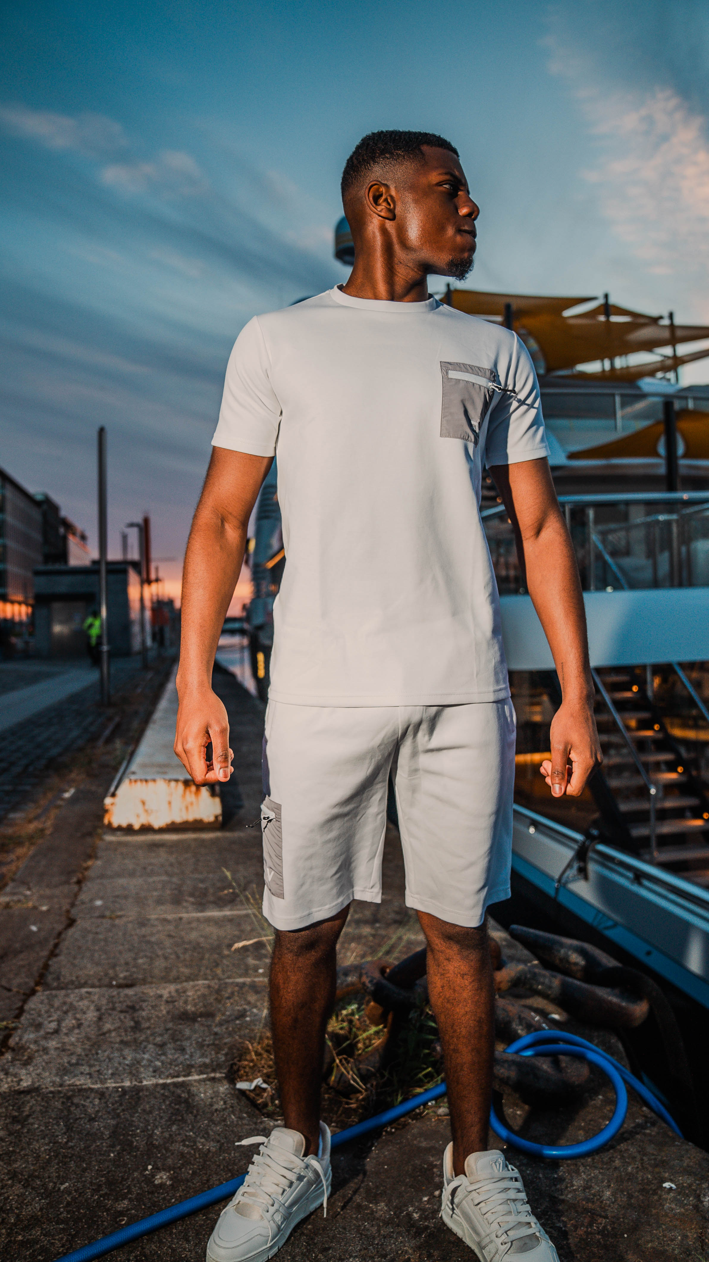 EV Luxury Cotton Shorts - White/Grey