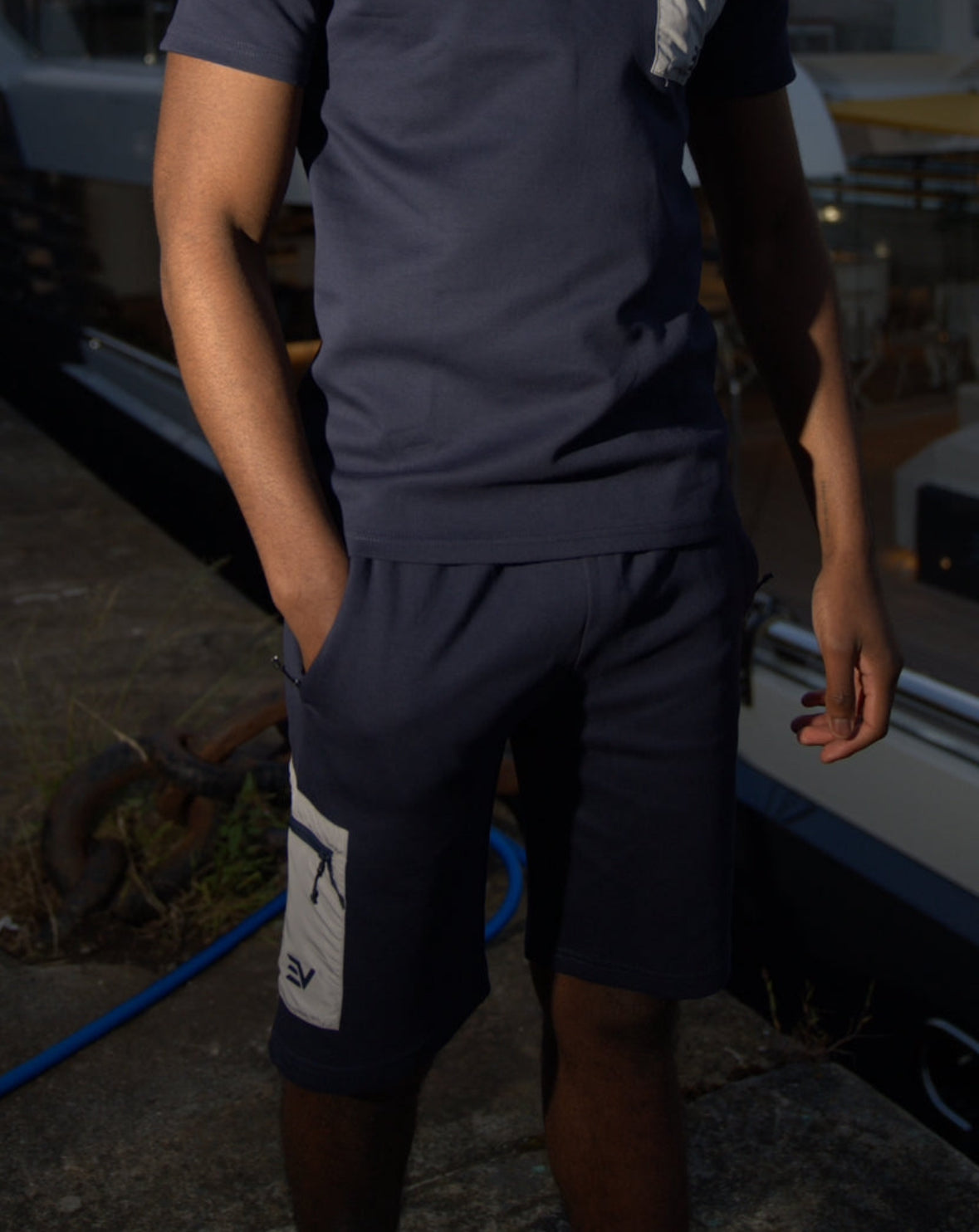 EV Heavy Cotton Shorts - Navy/Grey