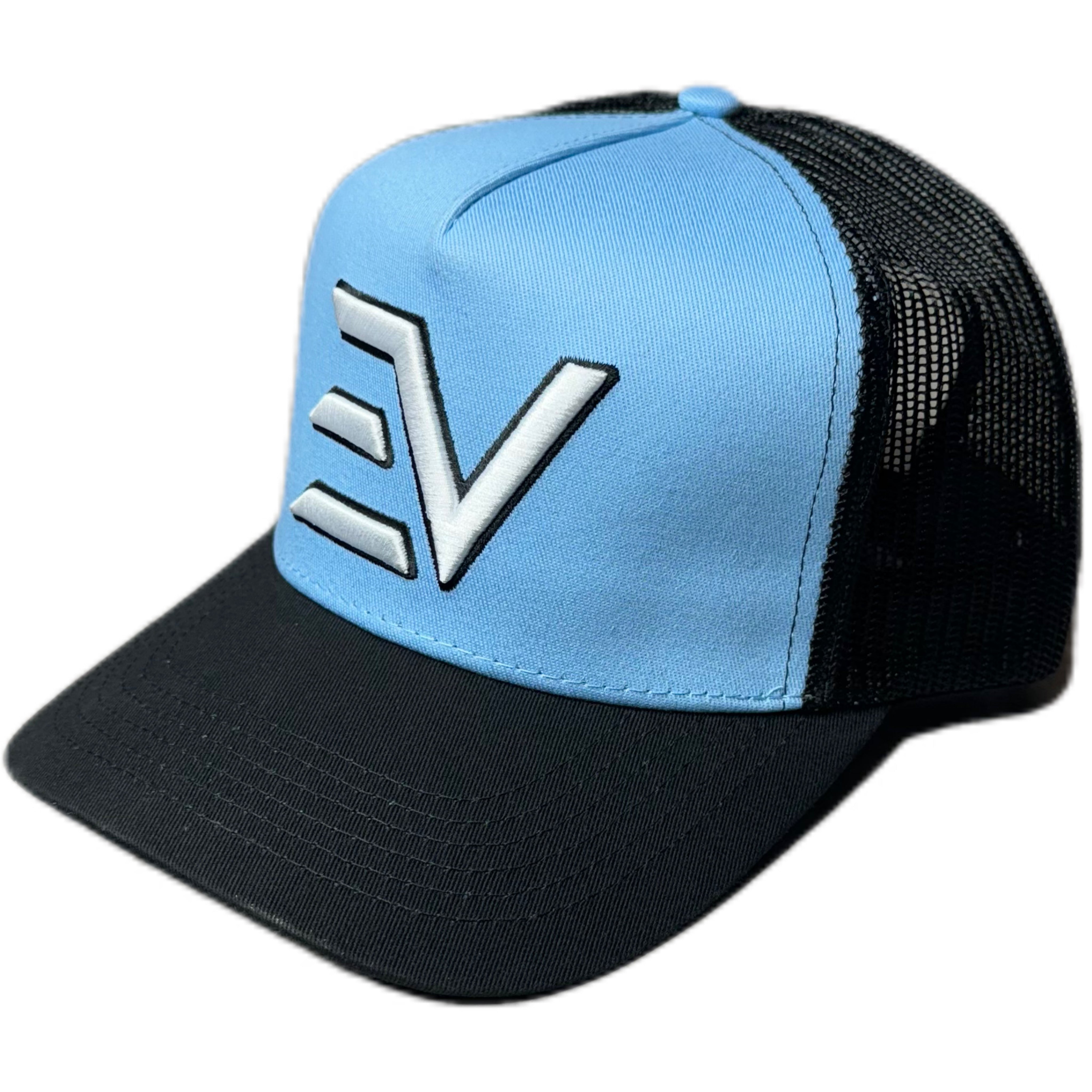 EV Logo Trucker Hat Azure Blue/Black