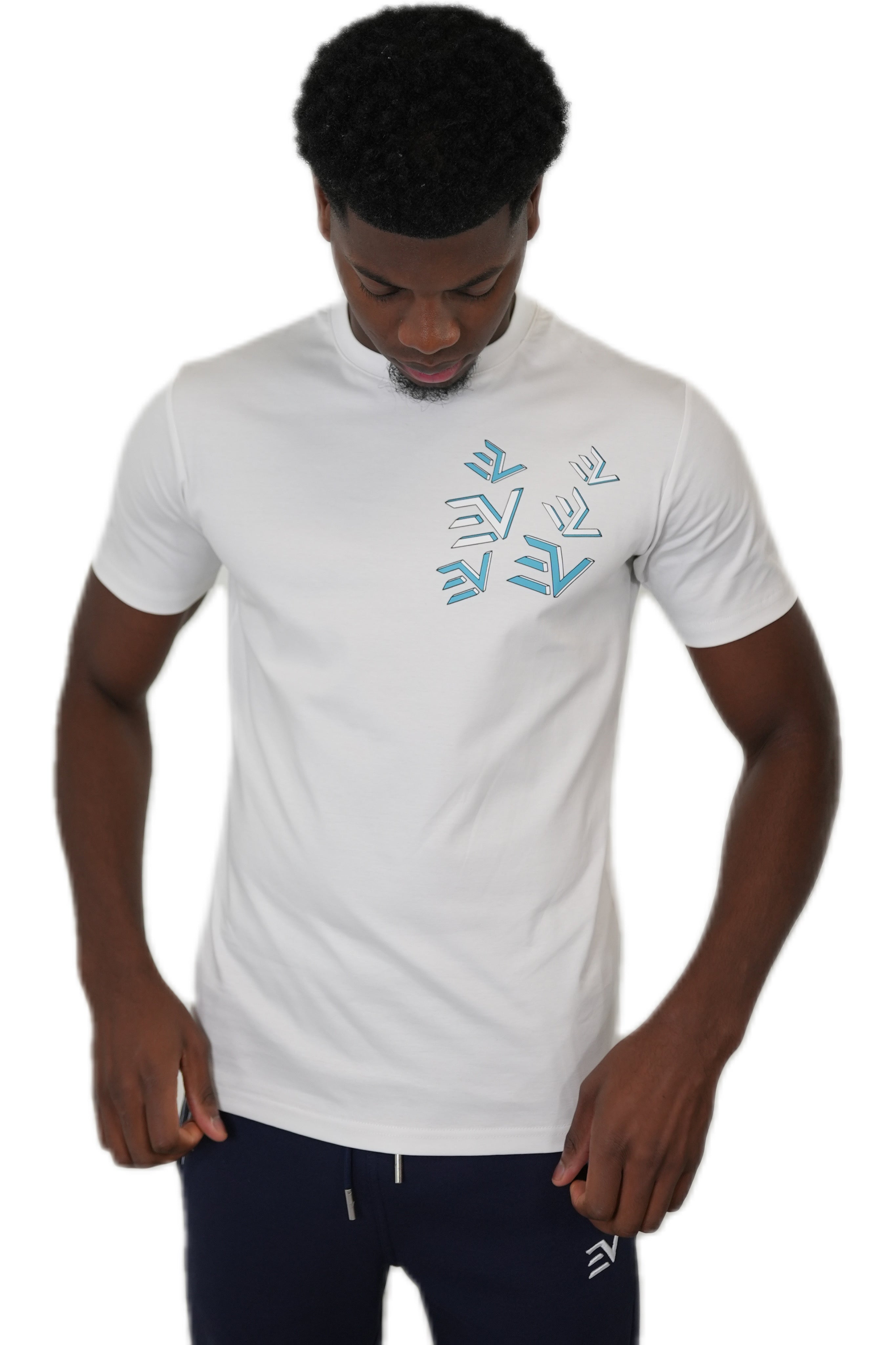 EV Jigsaw Tshirt “White/Baby Blue”