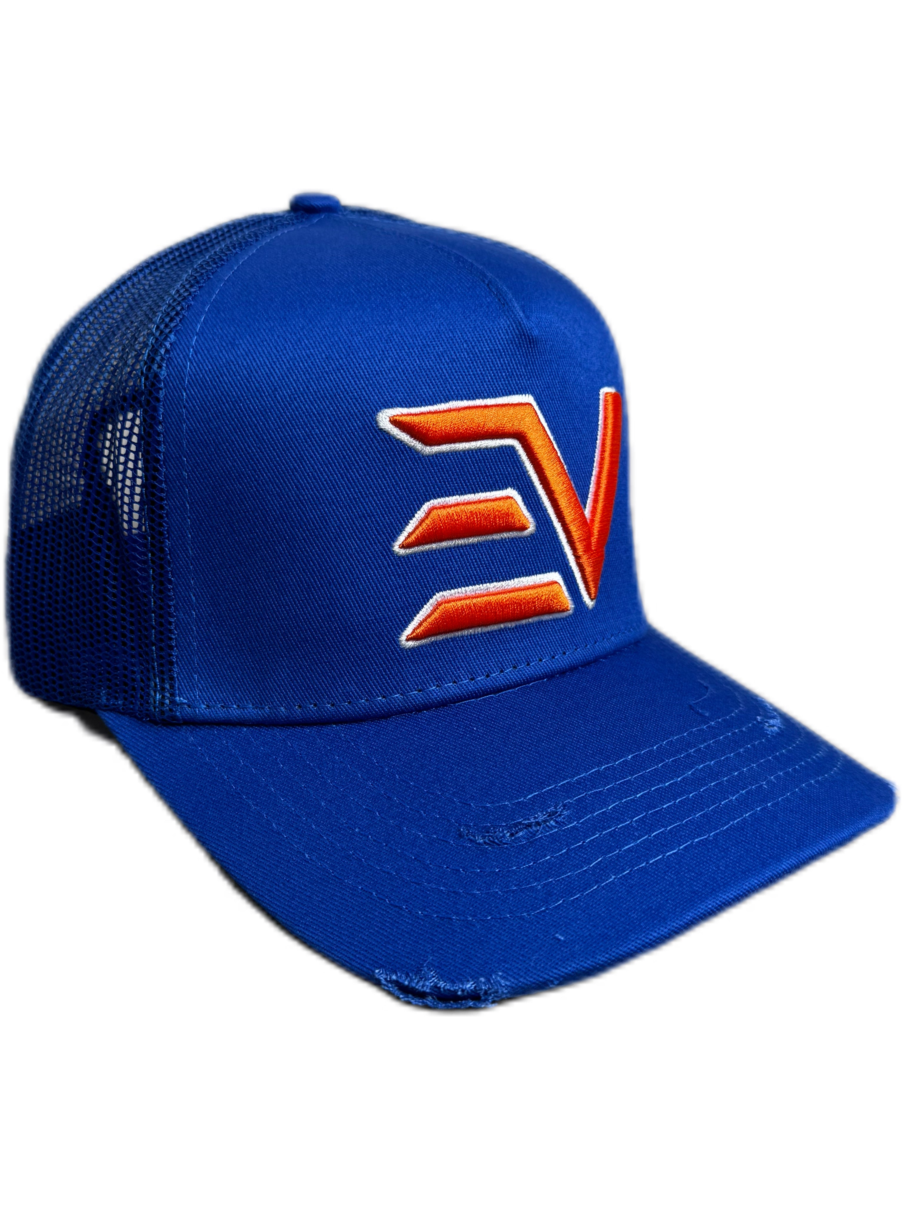 EV Logo Trucker Hat Royal Blue/Orange