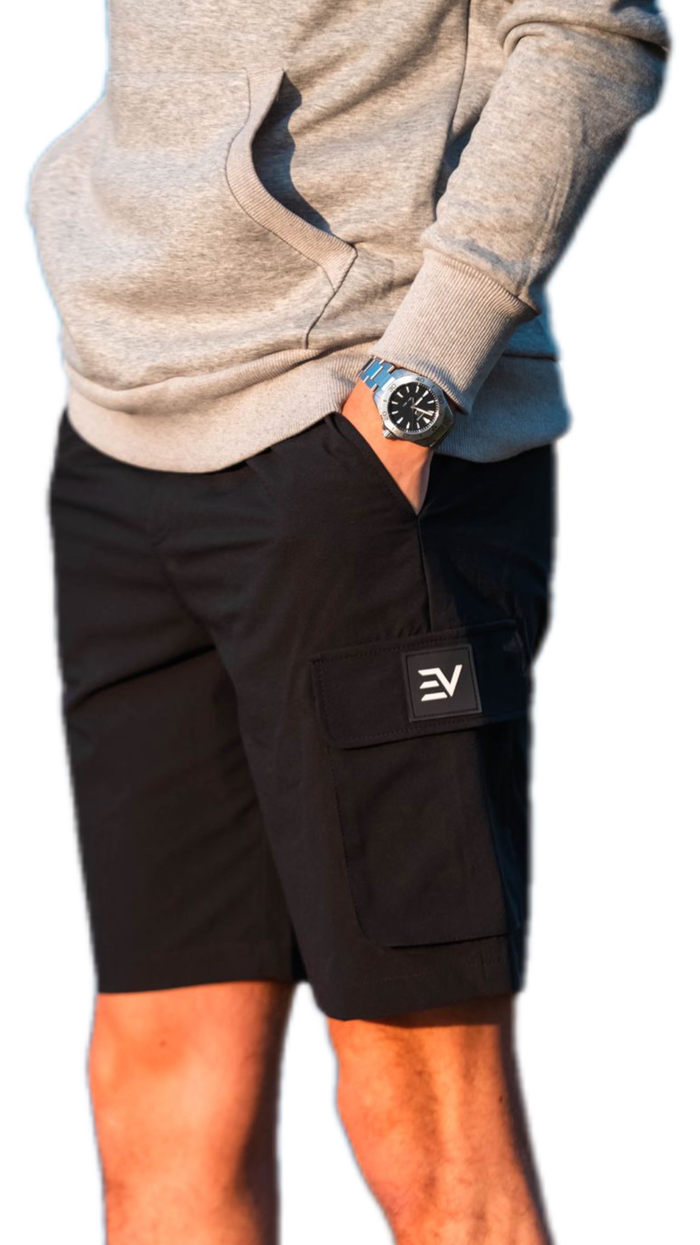 EV LOGO CARGO SHORTS - BLACK