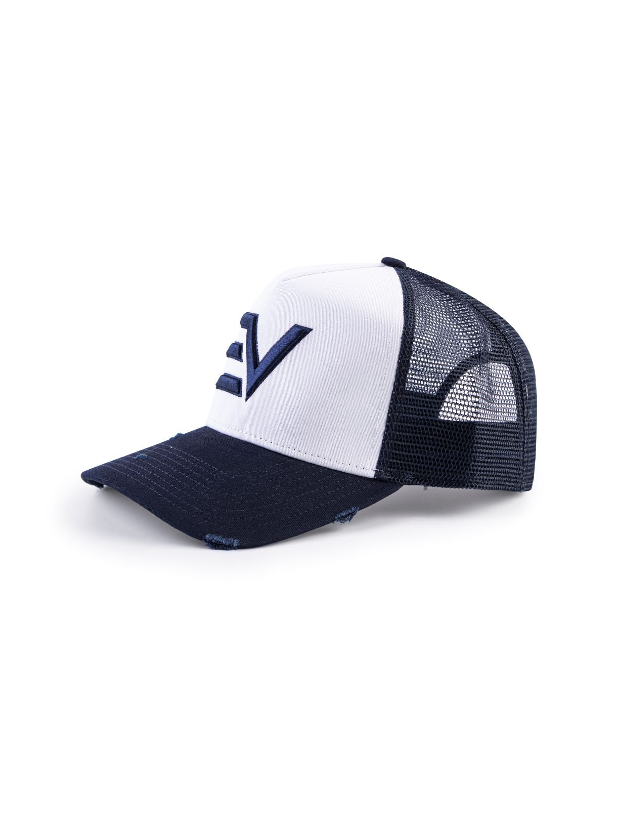 EV Logo Trucker Hat - Contrast Navy/White
