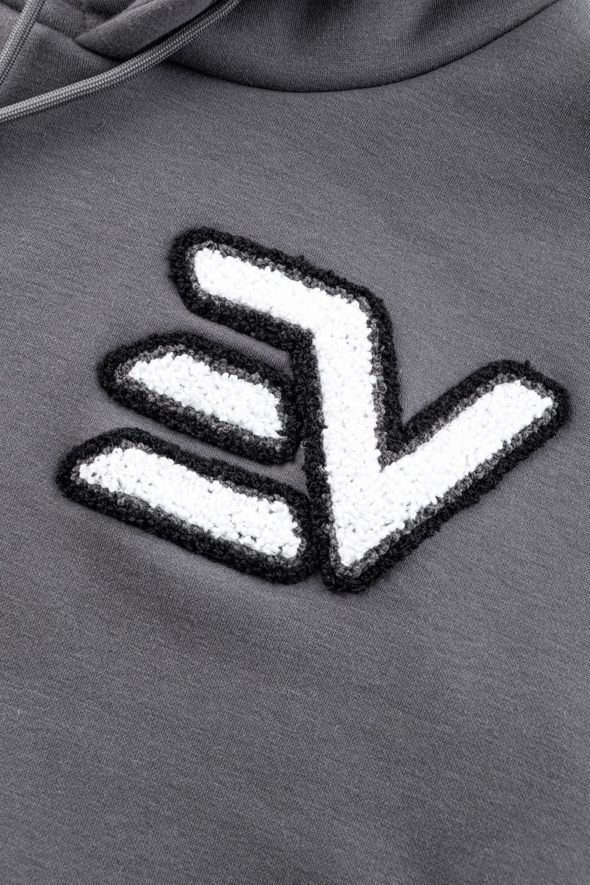 EV Chenille Print Hoodie - Charcoal Grey