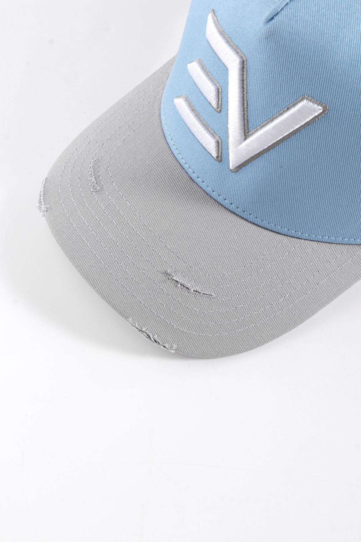 EV Logo Trucker Hat - Grey/Baby Blue