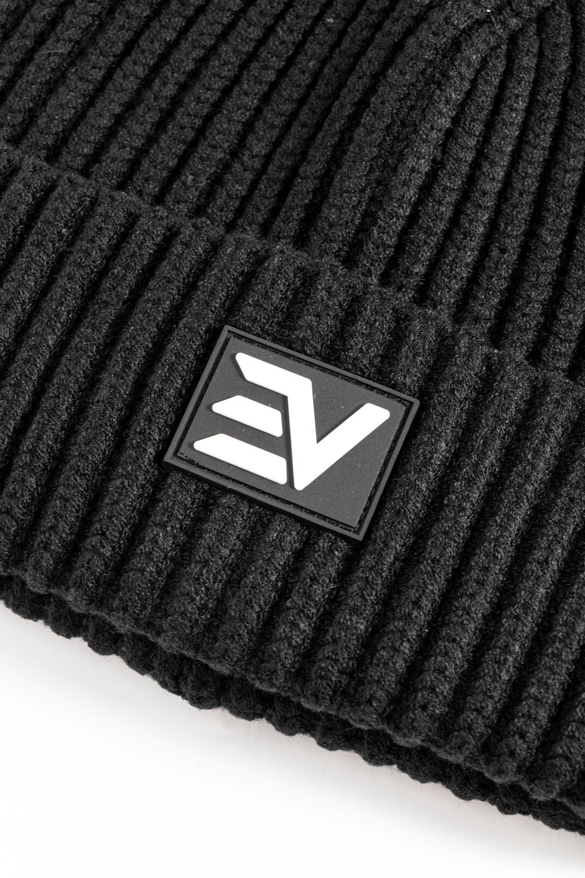 EV Rubber Logo Wolly Hat - Black