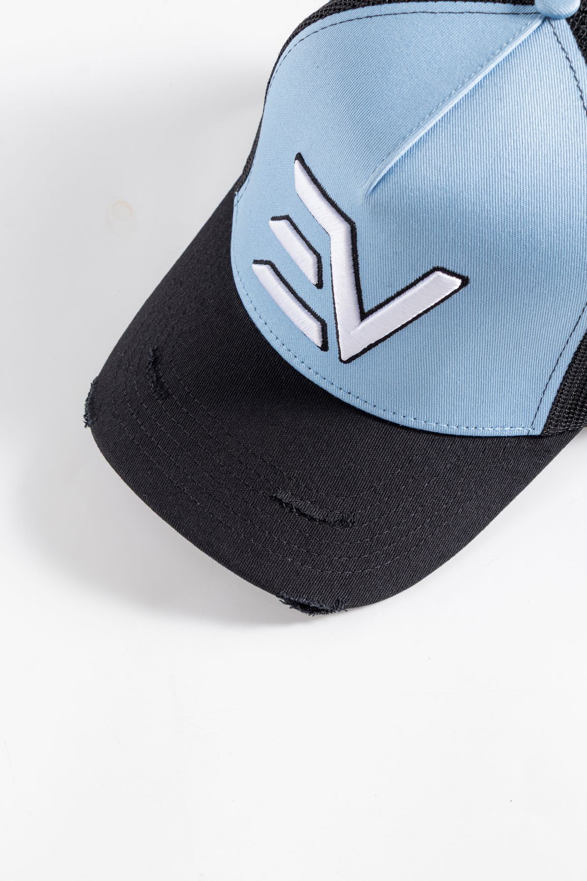 EV Logo Trucker Hat - Azure Blue/Black