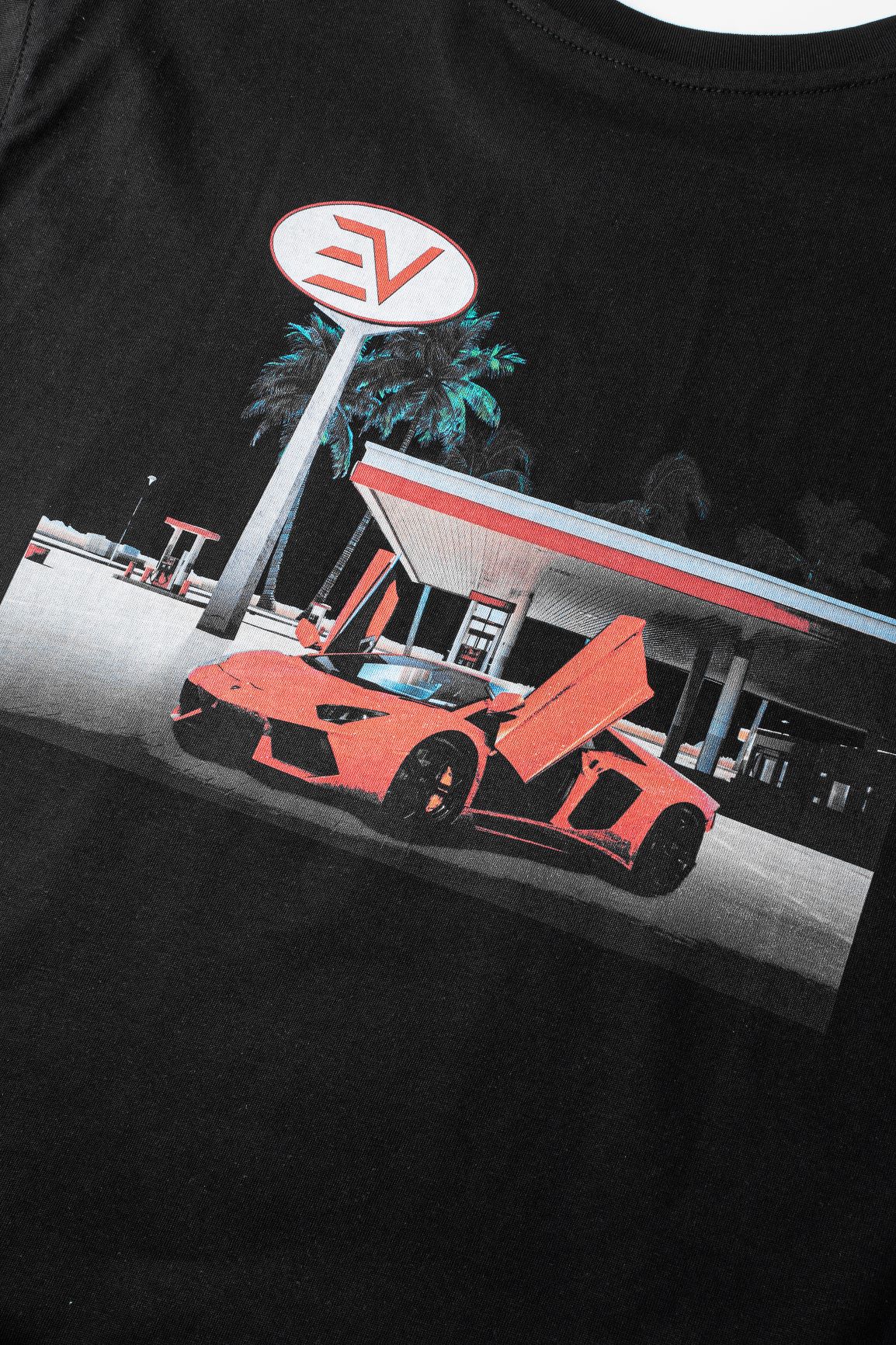 EV Gas Station Tshirt - Black/Red