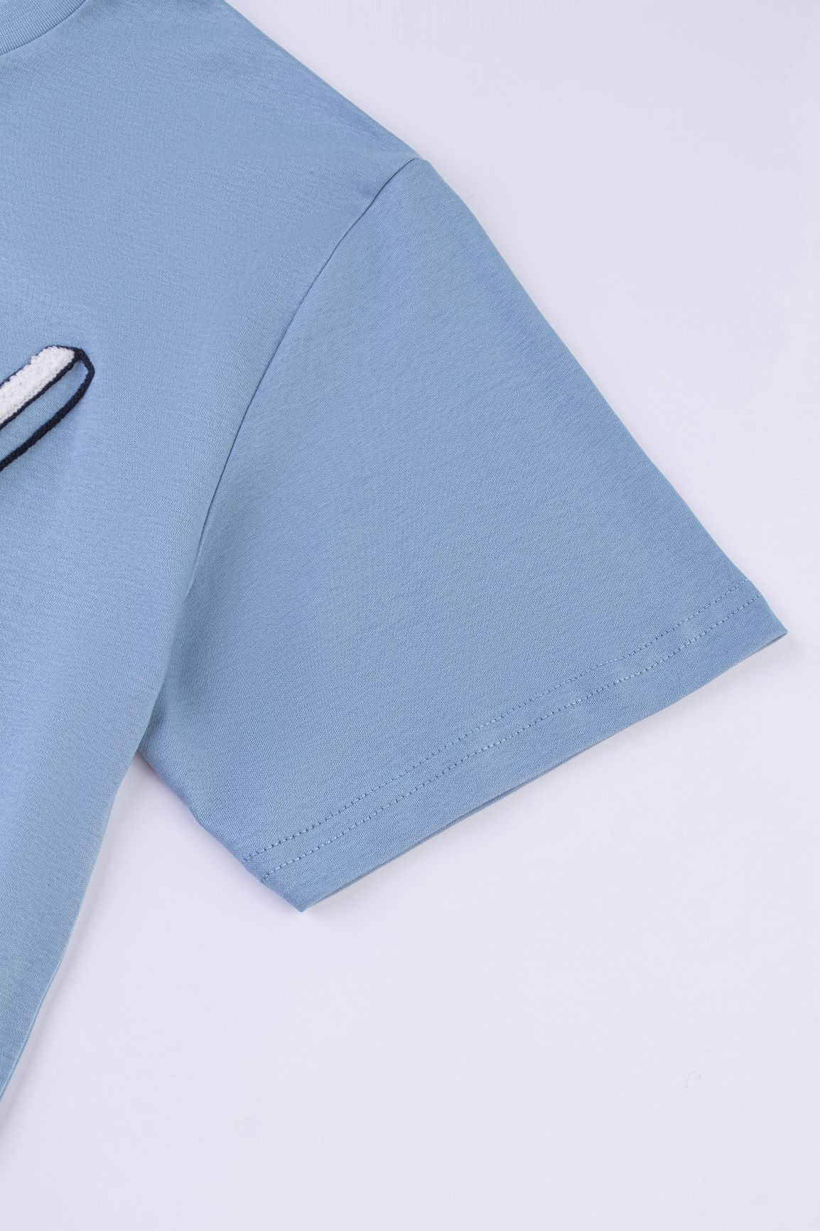 Chenille Thread T-Shirt - Baby Blue/White