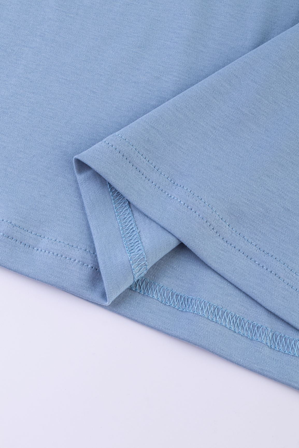 Chenille Thread T-Shirt - Baby Blue/White